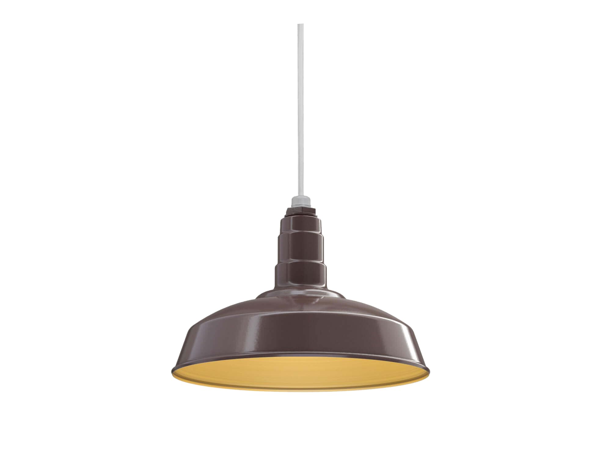 4ft White Cord Barn Light Pendant 16" Dome | Garage | Dark Bronze/Brass