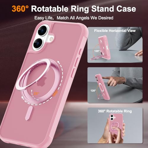 Image of Compatible with iPhone 16 Case with Stand 6.1 inch,Pink