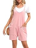Women's Summer Casual Sleeveless Rompers Loose Fit Spaghetti Strap Shorts Jumpsuit Beach Cover Up with Pockets