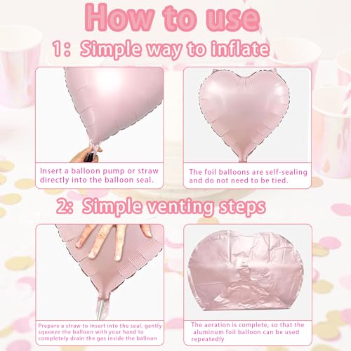 Image of Pink Heart Balloons,18inch Bright Pink Heart Shaped Foil Balloons 12Pcs Helium Mylar Balloon for Anniversary Wedding Engagement Birthday Party Baby Shower Decorations