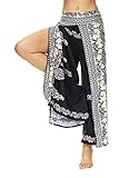 Ainuno Boho Pants Wide Leg Palazzo Pants with Slits for Women Flowy Hippie Pant Thin, Black Boho, Large-X-Large
