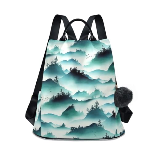 Toile arbres des montagnes vertes brumeuses impression d'art premium