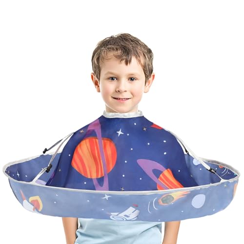 FEBSNOW Kids Hair Cutting Cape Cartoon Prints Adjustable Haircut Cape Umbrella for Kids Adults Home Salon Barber Supplies
