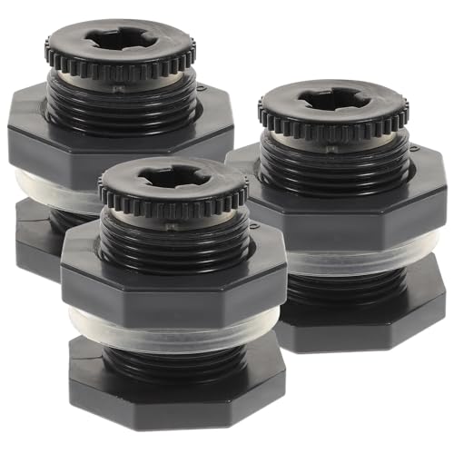 INOOMP Pvc 1/2 Inch Bulkhead Water Tank Connector Adapter with Plug Seal Gasket 3pcs Set for Rain Barrels Aquariums Pools Industrial Plumbing