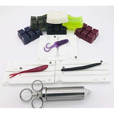 INJEX Vital BASS Lure Making Kit - 3 Soft Plastic Injection Fishing Lure MOLDS Injector 6 Resin Colors - FusionX Fishing Cover
