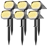 Solar Spot Lights Outdoor 6 Pack, Upgrade Led Outdoor Light Solar & Type C Powered, 3 Lighting Modes Auto ON/Off Yard Landscape Spotlights, Waterproof Garden Wall Light for Walkway Driveway-Warm White