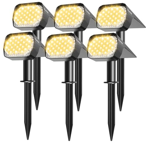 6Pcs Focos Solares para Exterior, Quntis 2 en 1 Lámparas Solar Jardin, Impermeable Luz Solar Pared, 3 Modos Luces...