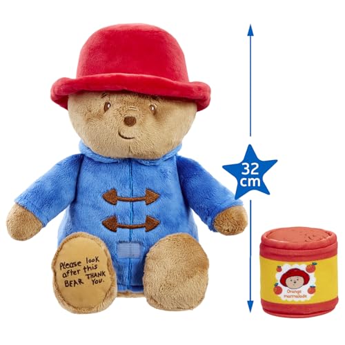 Rainbow Designs Bedtime Cuddles with Paddington Bear Set - Cuddleable Soft Teddy Toy & Marmalade Jar Nightlight - Calming Lullaby, Colour-Changing Moons & Stars