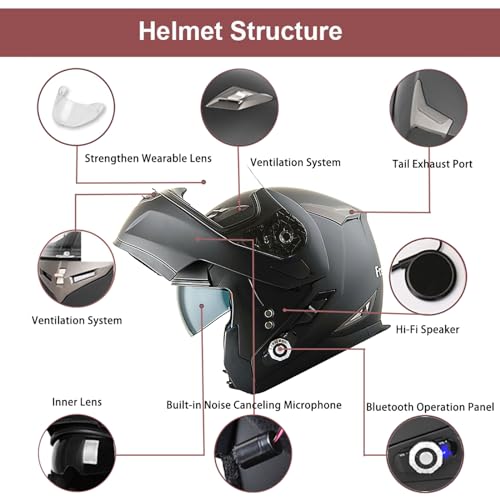 Martian HM-MARTIAN Motorcycle Modular Full Face Flip Up Bluetooth Helmet Dual Visor Bluetooth Headset thumb #1