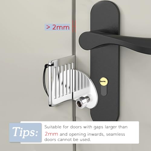 MEGAVOW Tragbares Türschloss Set, Tragbarer Türstopper mit Notfallpfeife und Aufbewahrungstasche, Stainless Steel Reiseschloss Sicherheitsschloss, Door Lock Without Drill für Zuhause Hotel Reisen