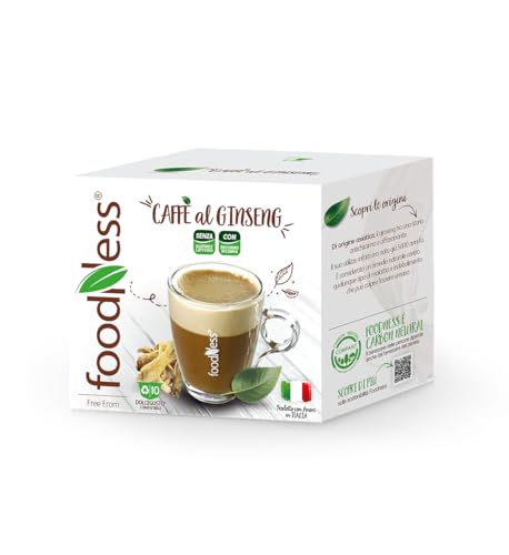 Foodness - 6 Box da 10 Capsule di Ginseng con Zucchero di Canna, Capsule Compatibili con Sistema Dolce Gusto e Nespresso, Preparato Solubile per Bevanda al Caffe e Ginseng, Senza Glutine, Lattosio
