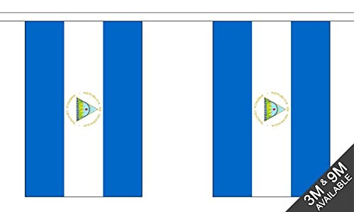 Flagtex Nicaragua Fabric Bunting โ 9m with 30 Flags โ Fabric for Indoor & Outdoor Use โ String Flags Banners Nicaraguan Central America Latin America โ image 1