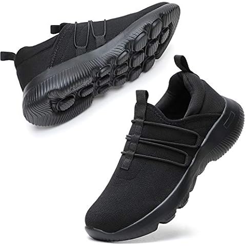 STQ Walking Shoes Women Slip on Trainers Running Sneakers Tennis Gym Comfortable Breathable Lightweight Memory Foam Shoes All Black UK 5.5 Cover
