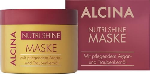 ALCINA Nutri Shine Maske | 1 x 200 ml | intensiv pflegende Haarmaske | glänzendes Haar | mit Argan- & Traubenkernöl