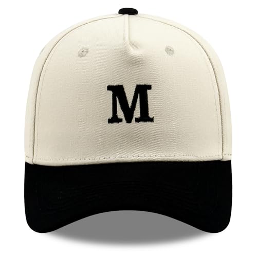 SoGoNati Men Women Funny Embroidery Letter A-Z Baseball Caps Initial Gifts Ideas Classic Two-Tone Adjustable Cotton M Black Dad Hat Birthday for Fathers Day & Mothers Day