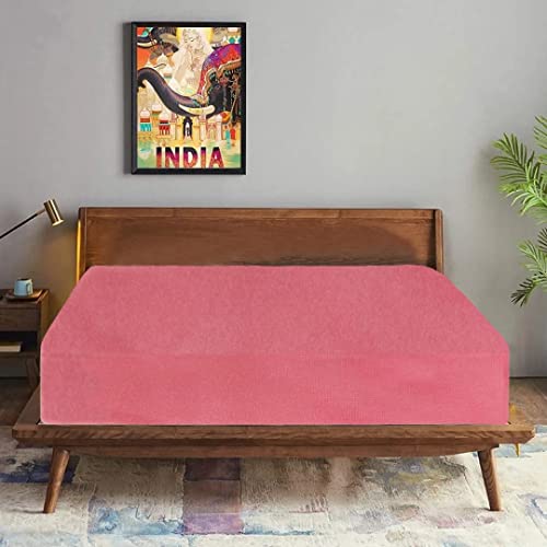 Image of Trance Cotton Feel Terry 72 x 70 inch Ultra Soft Waterproof Mattress Protector | Breathable - Hypoallergenic Fitted Style Mattresses Cover (72x70 inch | 6x5.8 feet, Pink - Pack of 1)