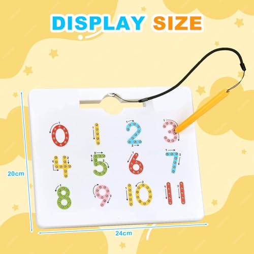 KINDLUME Magnetic Number Tracing Board, Montessori Spielzeug 2 Jahre, Doppelseitige Zahlen Übungstafel mit Stift & Magnetbuchstaben, Lernspielzeug für Kinder ab 2-4 Jahren