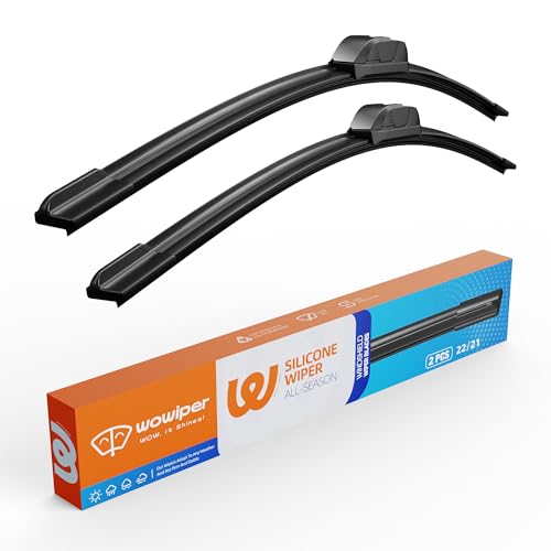 Image of Silicone Wiper Blades 22 21 inch Replacement for Toyota Tacoma 2015-2005 /Jeep Grand Cherokee 21-11 /Honda Pilot 14-09 OEM Quality Silicone Windshield Wiper Blades for My Car(Set of 2) U /J Hook