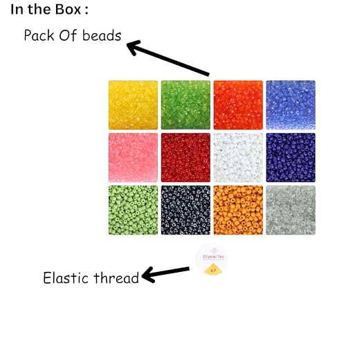 Image of ambitieux Bracelet Making Craft Kit 12 Types Of Colorful 400+ Pcs Of Plastic Beads With Elastic -(Colorfull With 8 Mm) (Seed Beads 3),Multicolor