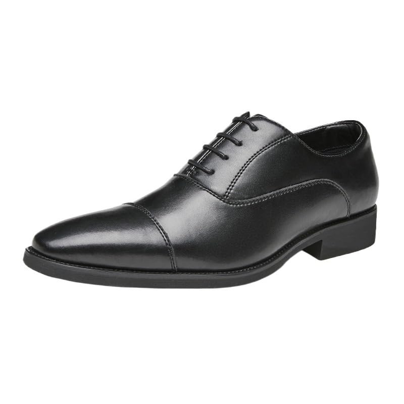 Mens Formal Shoes Dress Oxford Vegan Leather Business Anti-Slip Slip Resistant Rubber Sole Shoe Pointed Toe Office Lace Up