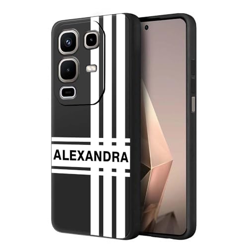 Image of Fashionury Back Cover Case for Infinix Note 50s 5G | Matte Soft Silicon Flexible | Camera Bump Protection | Customized Name with Your Phone Back Cover Black (Pattern 6)