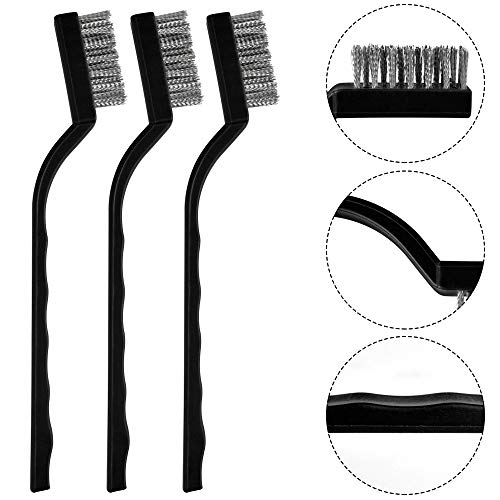 Topbuti 15 Pcs Mini Stainless Steel Wire Brush Set For Cleaning Welding Slag Rust, Wire Bristle Scratch Brush Set, Curved Handle Brushes #TOP3