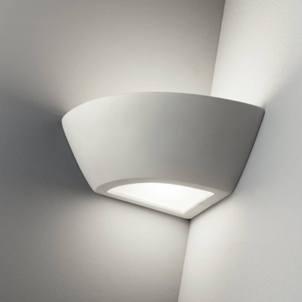 MAZZOLA LUCE Applique angolare lampada per angolo parete gesso bianca moderna verniciabile e27 per interni