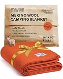 Woolly Mammoth - Manta de Lana Merino Grande 66 x 90 Pulgadas, Senderismo