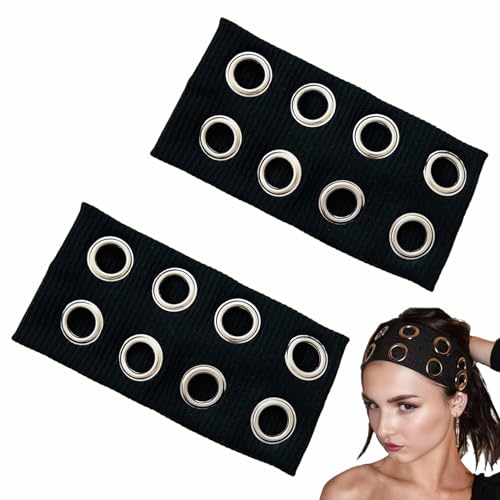 2 fasce per capelli da donna, per donne e ragazze, eleganti accessori Y2K Grunge Punk, occhielli elastici a maglia, accessori per capelli, per allenamento, yoga, corsa, allenamento