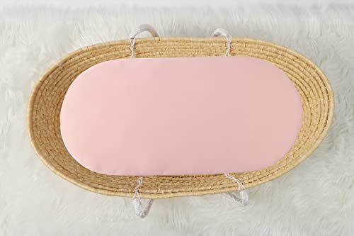 Image of Bassinet Sheet Set 4 Pack Snug Fitted Cradle Fitted Sheets, Stretchy Ultra Soft, for Oval Rectangle Hourglass Bassinet Mattress, Unisex Boy Girl, Floral /Pink