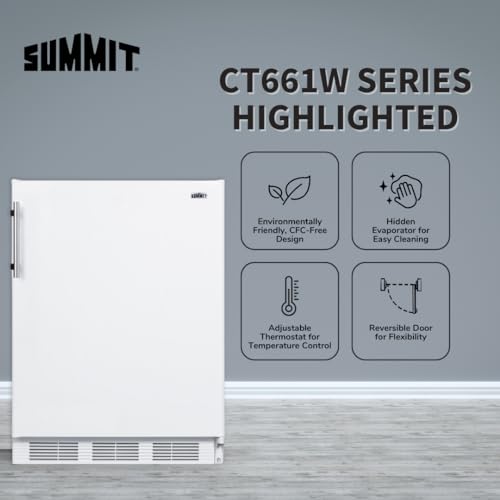 Summit 24" Refrigerator-Freezer, Peak24 Undercounter Fridge, 5.1 cu.ft. Capacity, White- CT661W on Fridge.com