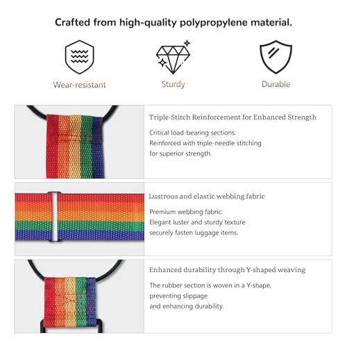 Image of Luggage Straps Bag Bungee Luggage Straps Suitcase Adjustable Belt，Add a Bag Easy to Travel Suitcase Elastic Strap Belt Luggage Accessories(Colorful)