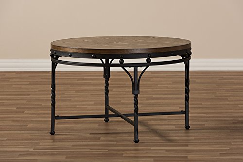Mooseng Gabie Vintage Industrial Round Coffee Cocktail Occasional Table, Antique Bronze, Gray #TOP5