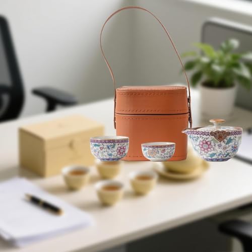 Juego de té de cerámica Rockible y tetera china para viajes y acampadas 7