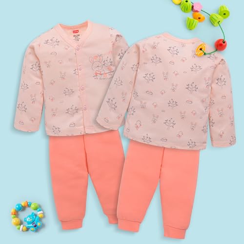 Image of LuvLap Baby Boys & Girls Full Sleeve100% Cotton Jhabla & Pyjama Sets Pack of 2