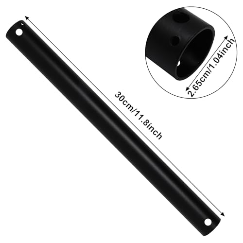 Image of 12 Inch Ceiling Fan Extension Rod, 1 Inch Outside Diameter Not Threaded Ceiling Fan Downrod, Black