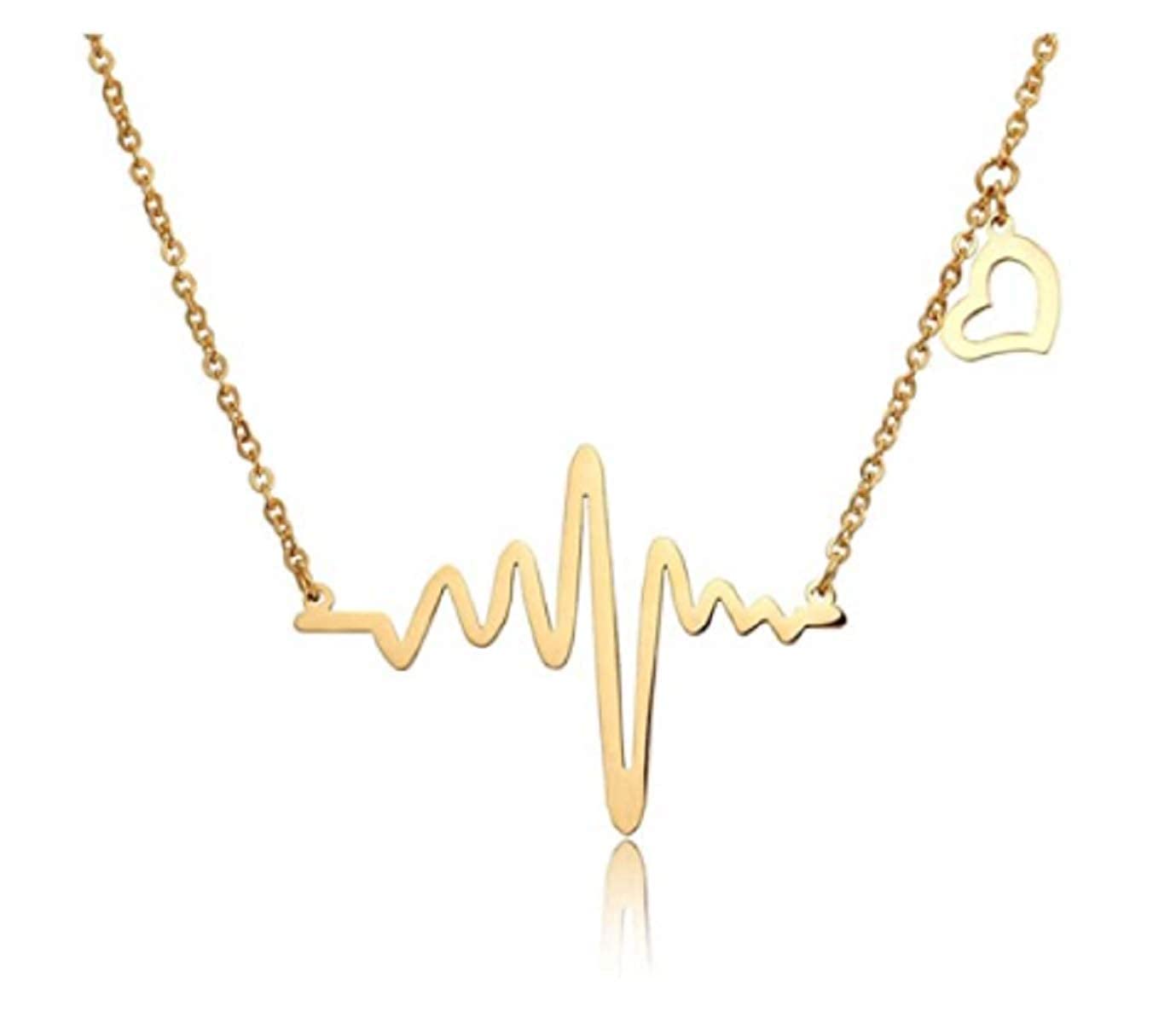 rvm jewels Gold ECG Heart Beat Love Pendant with Small Heart for Doctors Day Appreciation for Girls and Women-picture-16