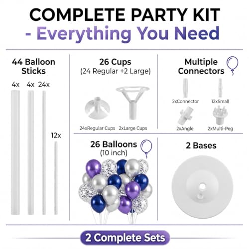 Image of Balloon Column Stand Kit with Balloons, Base and Pole, Balloon Column Kit for Floor or Table Backdrop Decoration for Party Wedding Baby Shower Birthday Graduation