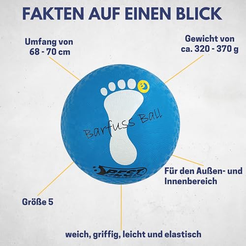 Best Sporting 10157 - Barfußball in Blau, Leichter Barfuß-Fußball, Größe 5, hochwertiger Softball, elastischer Ball aus Soft-Gummi, Bälle für Kinder