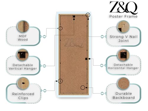 Z&Q Elegant Gallery Frame 80 x 40cm | Photo Picture Art Paintings Display Frame | Portrait & Horizontal Both-way Wall Mounting | 30x15mm Molding Lightweight (White) - Image 2