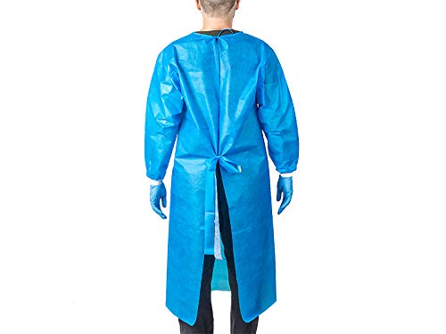Ever Ready First Aid Disposable Isolation Gown Level 2 with Cuff, Non-Surgical, Blue - 110 Count