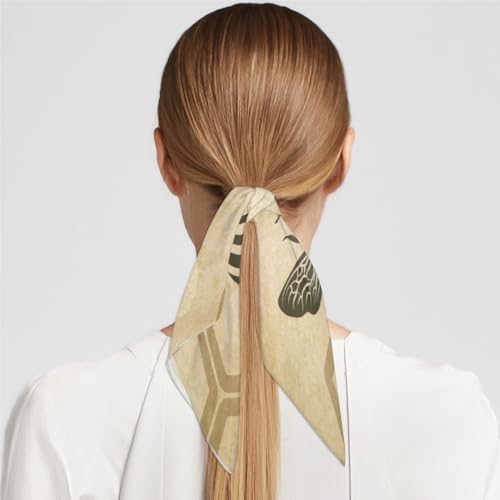 QsirBC Vintage Bee Honeycomb Square Silk Scarf, Summer Head Scarf, Hair Scarf for Women Soft Smoothness for Travel Yoga Handkerchief Shawl Sunscreen Gift 23.6× 23.6 Inches4