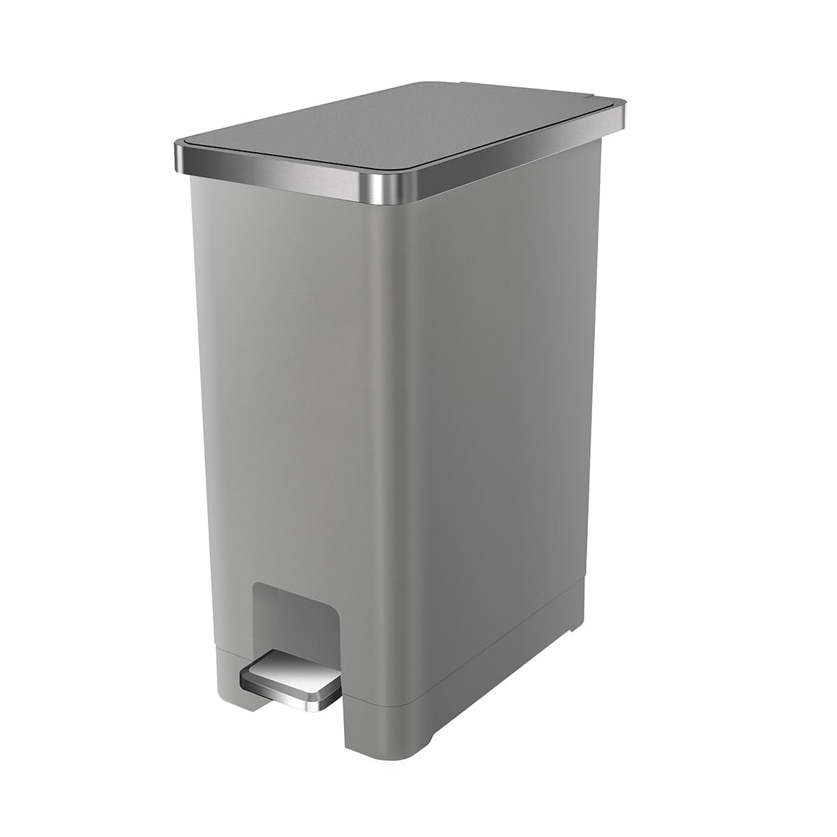 EKO Hana - Cubo de basura con pedal de cocina de 45 L, con ruedas integradas para uso doméstico y cocina (gris)