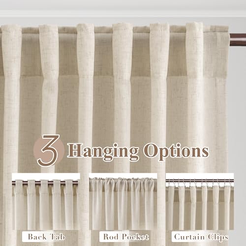 Image of Joywell Extra Long Linen Curtains 120 Inches Long for Living Room Boho