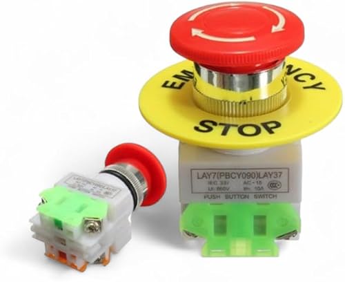 Generic Elevator Emergency Stop Mushroom Head Button, Red, 2-Pack Model LAY37-11ZS