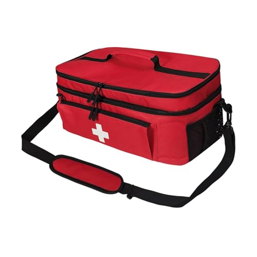 dijiusidy Bolsa de primeros auxilios de viaje vacía doble capa, roja, diseñada para un acceso rápido a suministros médicos. Bolsa organizadora botiquines emergencia viaje con un tamaño 15,75