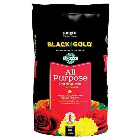 SunGro Horticulture Black Gold 1410102 16 QT U 16 Quart All Purpose Potting Soil with Fertilizer Cover
