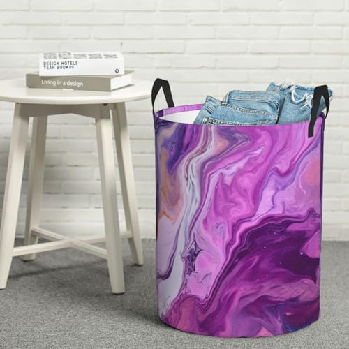 Panier à linge pliable en marbre violet imperméable et grand format - 2
