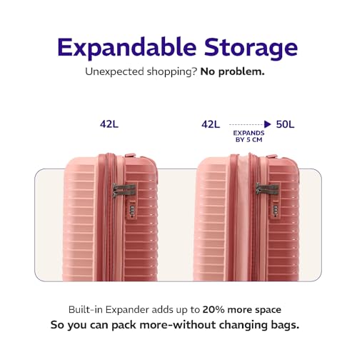 Image of Provogue Coral Hard-Sided PP 55 Cm Suitcase /Cabin Trolley Bag Small| Expandable Space with 8 Wheels Trolley Bags for Travel |Lightweight with Combination Lock|5 Year Warranty (Tea Rose /Redwood)