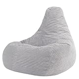 Icon Dalton XXL Sitzsack Cord, Grau, Gaming Sitzsack Erwachsene mit Füllung, Bean Bag, Cord Sessel, Lounge Sessel, Lounge Stuhl, Schlafzimmer, Wohnzimmer, Wohnzimmer Möbel